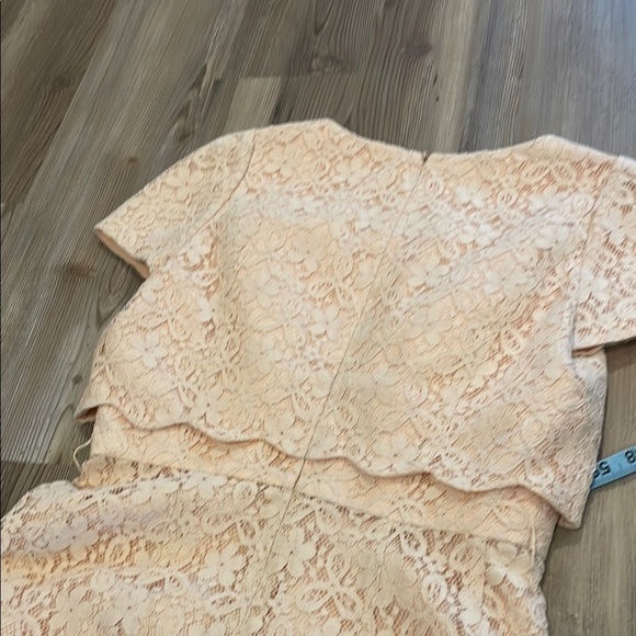 Peach A-line Mini lace Dress with round  Neck for Wedding Guest XS - Picture 10 of 11